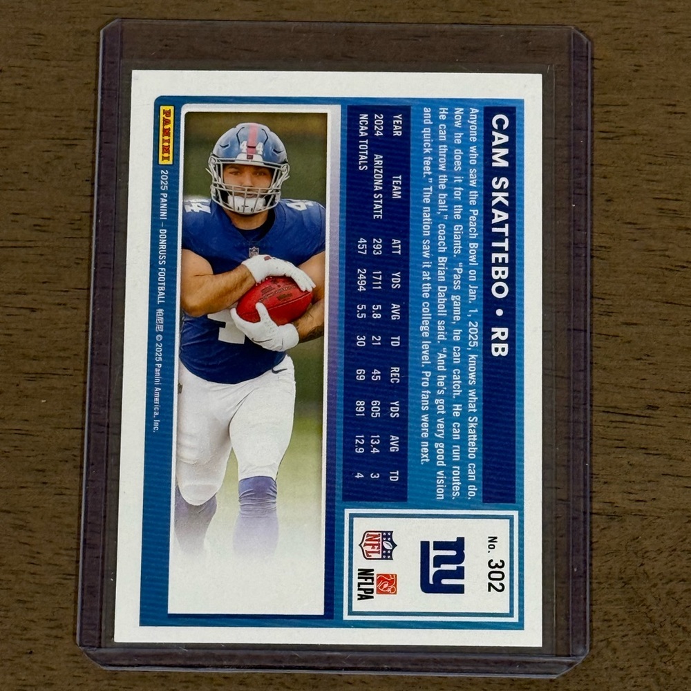 Cam Skattebo - 2025 Panini Donruss Rated Rookie #302 Trading Card - Picture 2 of 2